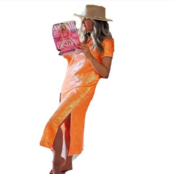 NWT J. Crew Orange Sequin Statement Dress Size 10 - Picture 3 of 9